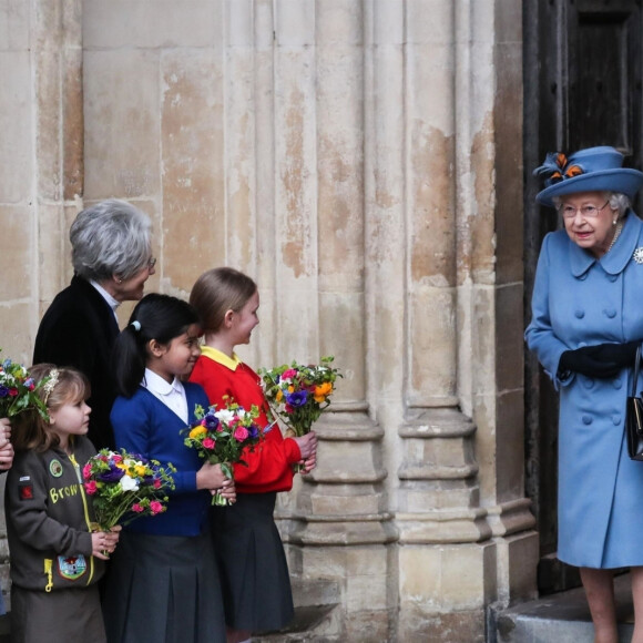 La reine Elizabeth II lors de la cérémonie de la Journée du Commonwealth en l'abbaye de Westminster à Londres, le 9 mars 2020.
