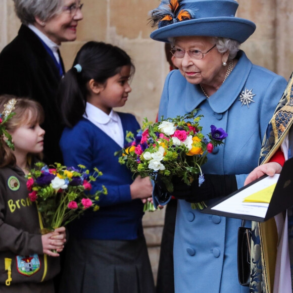 La reine Elizabeth II lors de la cérémonie de la Journée du Commonwealth en l'abbaye de Westminster à Londres, le 9 mars 2020.