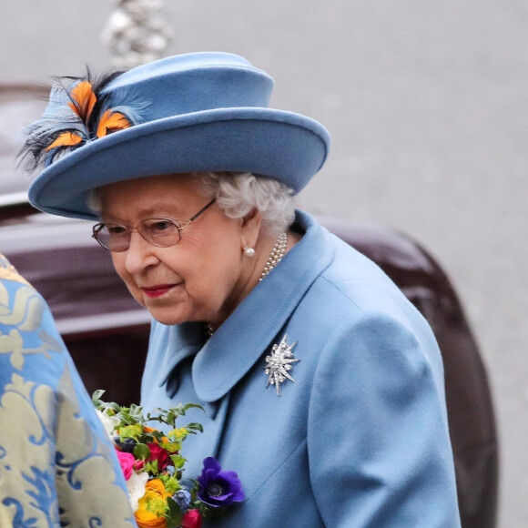 La reine Elizabeth II lors de la cérémonie de la Journée du Commonwealth en l'abbaye de Westminster à Londres, le 9 mars 2020.