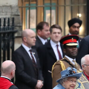 La reine Elizabeth II lors de la cérémonie de la Journée du Commonwealth en l'abbaye de Westminster à Londres, le 9 mars 2020.