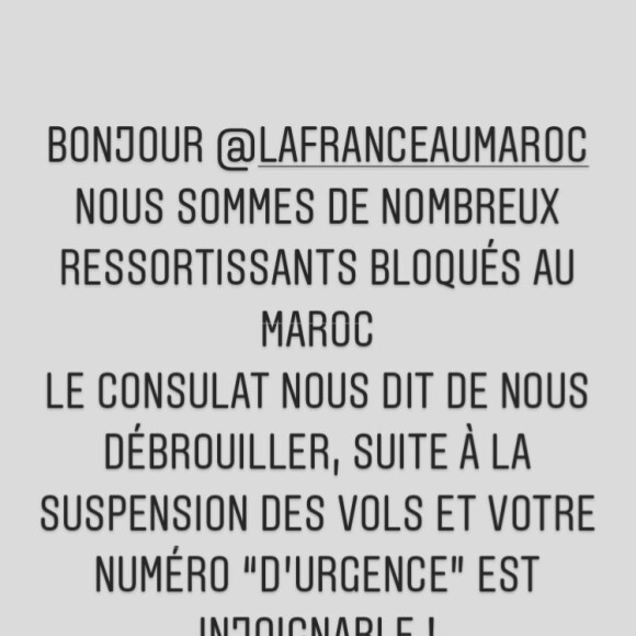 Cécile Cassel explique être restée bloquée au Maroc, le 13 mars 2020 sur Instagram.