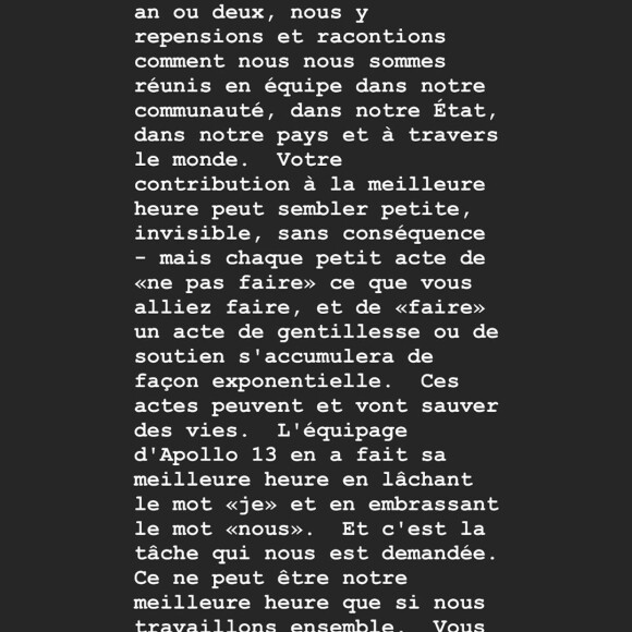 Dans un long message, Laeticia Hallyday appelle les Français à se responsabiliser face au coronavirus et à prendre les bonnes précautions, le dimanche 15 mars 2020.