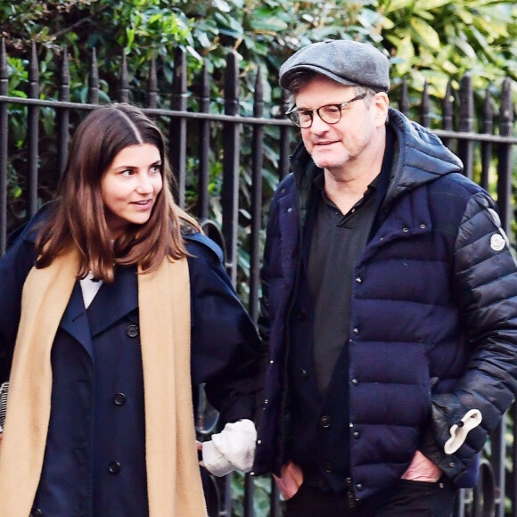 Exclusif - Colin Firth avec une mystérieuse inconnue à Londres, Royaume Uni, le 7 mars 2020.