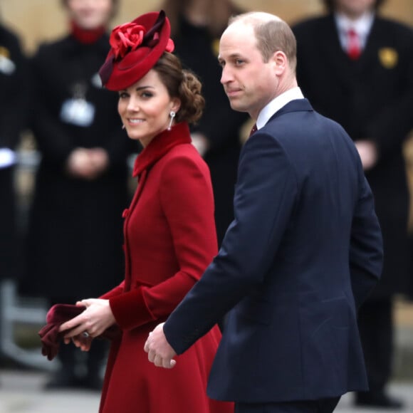 Le prince William, duc de Cambridge, et Kate Middleton, duchesse de Cambridge - La famille royale d'Angleterre lors de la cérémonie du Commonwealth en l'abbaye de Westminster à Londres, le 9 mars 2020.