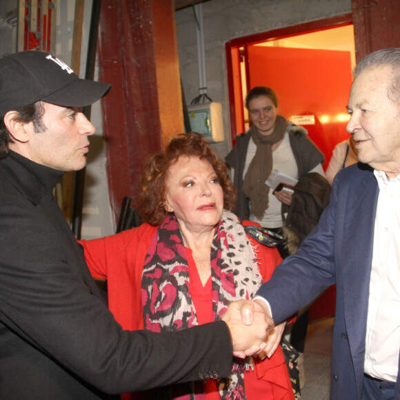 Exclusif - Anthony Delon, Régine et son frère Maurice Bidermann - People en backstage du concert de Régine au théâtre des Folies Bergère à Paris le 14 février 2016. © Philippe Baldini/Bestimage
