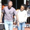 Matt Pokora et sa compagne Christina Milian se baladent avec leur fils Isaiah dans le quartier de West Hollywood à Los Angeles. La petite famille est allée déjeuner chez Fred Segal. Le 11 février 2020.