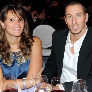 Laure Manaudou et Frédérick Bousquet - Dîner de gala de la mode contre le sida au Pavillon d'Armenonville le 28 janvier 2010.