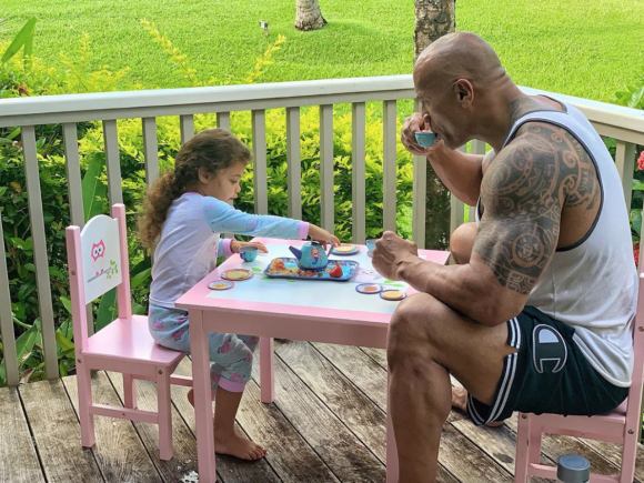 Dwayne Johnson et sa fille Tia. Septembre 2019.