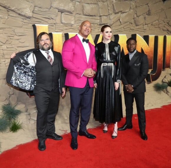 Jack Black, Dwayne 'The Rock' Johnson, Karen Gillan, Kevin Hart à la première de "Jumanji: The Next Level" à Londres, le 5 décembre 2019.