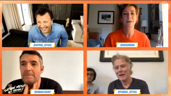 Franck Dubosc et son fils pendant le live d'Arthur sur Instagram le 3 avril 2020.