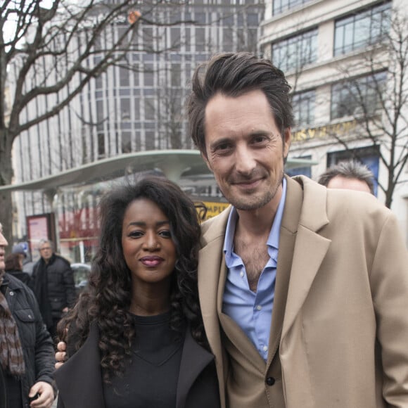 Hapsatou Sy et son compagnon Vincent Cerutti - Arrivées au "Déjeuner des Nommés de la 45ème édition des César 2020" au restaurant le Fouquet's à Paris. Le 9 février 2020 © Christophe Clovis / Bestimage