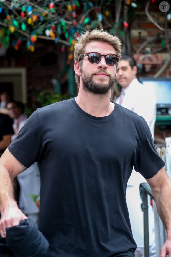 Liam Hemsworth est allé déjeuner avec son frère , sa compagne G. Brooks et des amis dans le quartier de West Hollywood à Los Angeles, le 27 février 2020