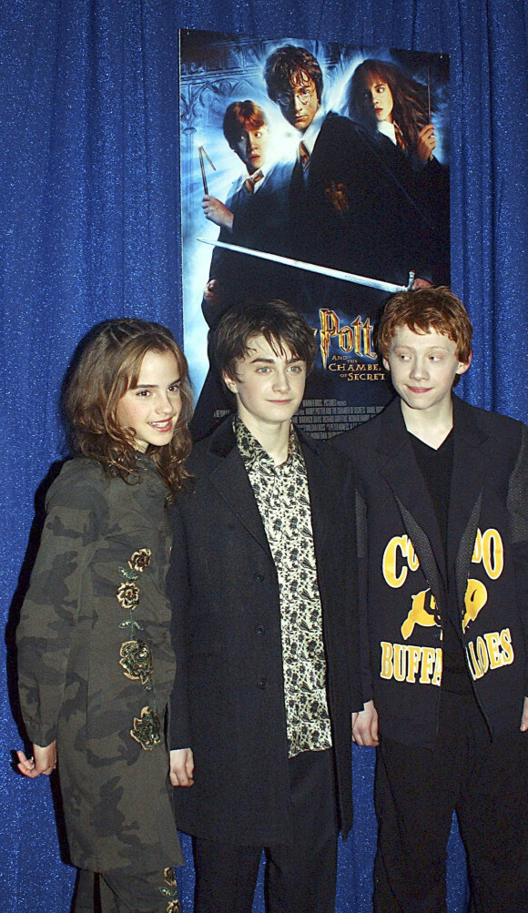 Emma Watson, Daniel Radcliffe et Rupert Grint à la première du film "Harry Potter et la chambre des secrets" à New York en 2002.