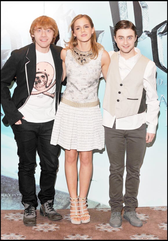 Rupert Grint, Emma Watson et Daniel Radcliffe en promotion pour le film "Harry Potter et le Prince de sang-mêlé" à Londres en 2009.