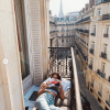 Iris Mittenaere, au balcon de son appartement, à Paris. Mars 2020.