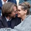 Mathieu Vergne et sa femme Ophélie Meunier (enceinte) - Célébrités dans les tribunes des internationaux de France de tennis de Roland Garros à Paris, France, le 7 juin 2019. © Cyril Moreau/Bestimage