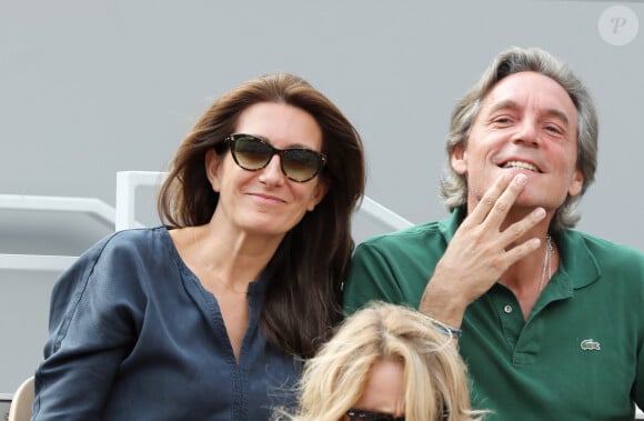 Anne-Claire Coudray et son mari Nicolas Vix dans les tribunes lors des internationaux de tennis de Roland Garros à Paris, France, le 3 juin 2019. © Jacovides-Moreau/Bestimage