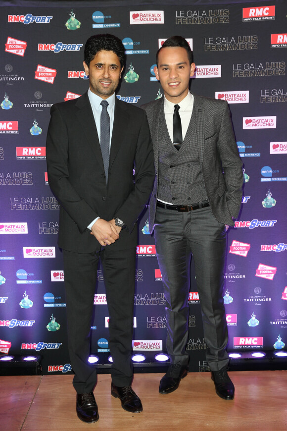 Nasser Al-Khelaïfi et Mohamed Bouhafsi - Soirée de gala en l'honneur de Luis Fernandez sur les Bateaux Mouches à Paris le 17 mars 2016. © Cyril Moreau/Bestimage