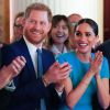 Le prince Harry, duc de Sussex, et Meghan Markle, duchesse de Sussex lors de la cérémonie des Endeavour Fund Awards au Mansion House à Londres, Royaume Uni, le 5 mars 2020.