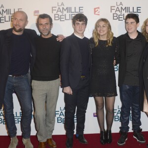 François Damiens, Eric Lartigau, Karin Viard, Ilian Bergala, Louane Emera et Luca Gelberg - Avant-première du film "La Famille Bélier" au Grand Rex à Paris, le 9 décembre 2014.