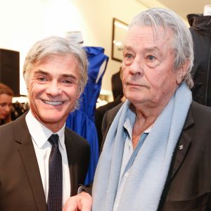 Exclusif - Cyril Viguier, Alain Delon - Lancement de la marque de vêtements de cuir "Anthony Delon 1985" chez Montaigne Market à Paris. Le 7 mars 2017 © Philippe Doignon / Bestimage