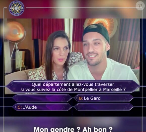 Iris Mittenaere et Diego El Glaoui participent à l'émission "Qui veut gagner des millions" sur TF1. Le 12 mai 2020.