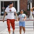 Matt Pokora, sa compagne Christina Milian enceinte et sa fille Violet Nash - Enceinte et radieuse, C.Milian se rend au glacier McConnell avec compagnon M.Pokora et sa fille V.Nash pour le goûter après avoir acheté des vêtements pour bébés. La chanteuse 'Dip it Low' et son compagnon ont annoncé sa grossesse la semaine dernière via Instagram. C'est le premier enfant du couple et le premier enfant de M.Pokora. Los Angeles, le 3 août 2019.