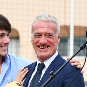 Didier Deschamps et son fils Dylan durant l'inauguration du Stade de football Didier Deschamps à Cap d'Ail le 12 septembre 2018. © Bruno Bebert / Bestimage