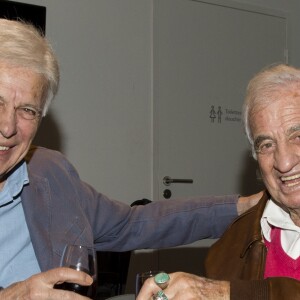 Exclusif - Guy Bedos et Jean-Paul Belmondo - People au concert ultime de Michel Sardou pour la dernière date de son spectacle "La dernière danse" à la Seine Musicale à Boulogne-Billancourt le 11 avril 2018. Le chanteur a rassemblé plus de 400 000 spectateurs pour une tournée de 82 concerts. © Pierre Perusseau/Bestimage