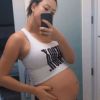 Michelle Wie enceinte de son premier enfant, à la fin de sa grossesse. Juin 2020.