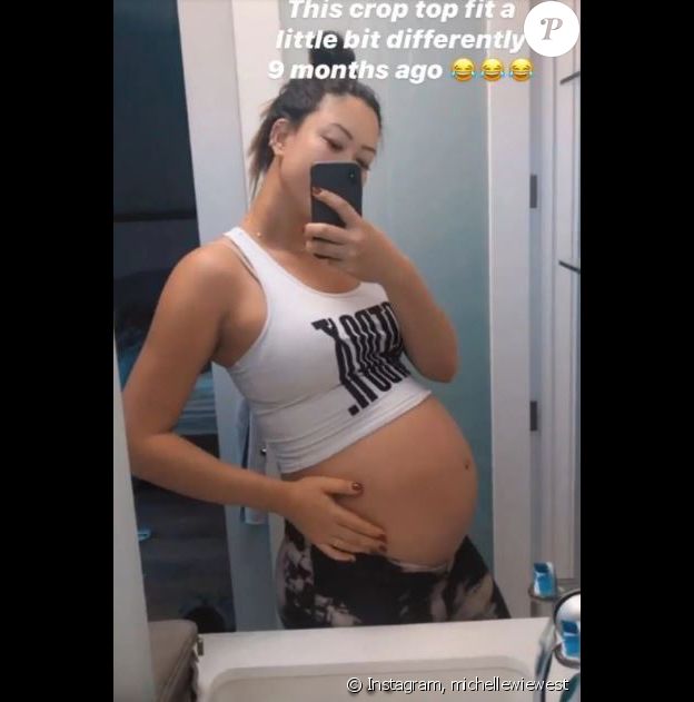 Michelle Wie enceinte de son premier enfant, à la fin de sa grossesse. Juin 2020.