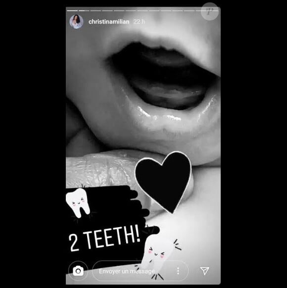 Christina Milian montre sur Instagram que son fils Isaiah a ses 2 premières dents qui sortent. Le 8 juin 2020.