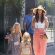 Exclusif - Megan Fox et son mari Brian Austin Green sont allés déjeuner avec leurs enfants Bodhi et Noah à Los Angeles, le 14 juillet 2019.