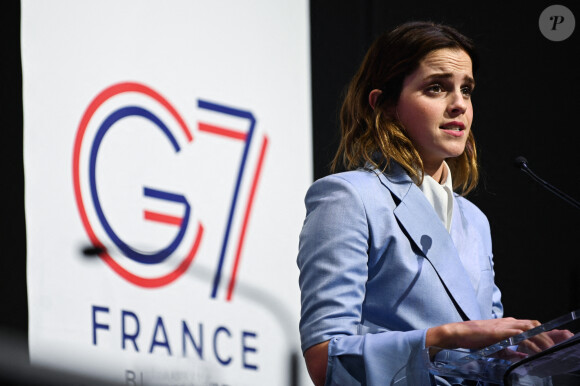 Emma Watson au sommet du G7 en France, le 10 mai 2019. La star était invitée à parler de l'égalité des genres.