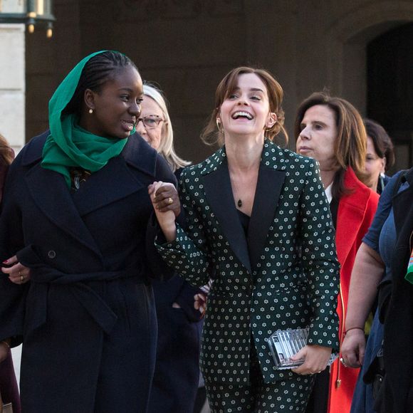 Aïssata Lam, Emma Watson - Les participants à la réunion du conseil consultatif pour l'égalité entre les femmes et les hommes sont accueillis par Brigitte Macron au palais de l'Elysée à Paris le 19 février 2019. © Stéphane Lemouton / Bestimage