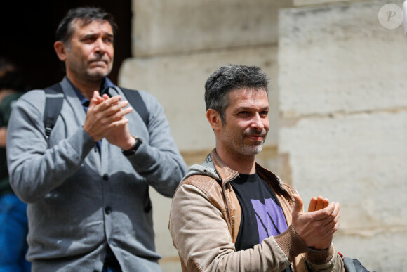 Sorties des obsèques de Marcel Maréchal en l'église Saint-Roch. Paris, le 19 juin 2020.