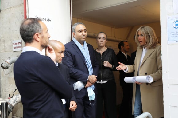 Yannis Chebbi, Delphine Ernotte (Présidente de France Télévisions), la Première Dame Brigitte Macron (présente en tant que Présidente de la Fondation Hôpitaux de Paris-Hôpitaux de France) - Symphonie pour la vie - Les artistes se mobilisent pour les soignants - Une grande soirée musicale au Théâtre du Châtelet à Paris diffusée le 24 juin en prime time sur France 3. Le 15 juin 2020. © Dominique Jacovides/Bestimage