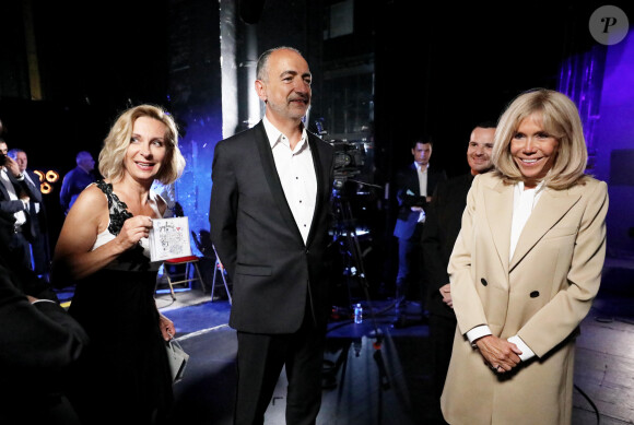 Natalie Dessay, son mari Laurent Naouri, la Première Dame Brigitte Macron, Lionel Bringuier (chef d'orchestre) - Symphonie pour la vie - Les artistes se mobilisent pour les soignants - Une grande soirée musicale au Théâtre du Châtelet à Paris diffusée le 24 juin en prime time sur France 3. Le 15 juin 2020. © Dominique Jacovides/Bestimage