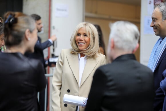 La Première Dame Brigitte Macron - Symphonie pour la vie - Les artistes se mobilisent pour les soignants - Une grande soirée musicale au Théâtre du Châtelet à Paris diffusée le 24 juin en prime time sur France 3. Le 15 juin 2020. © Dominique Jacovides/Bestimage