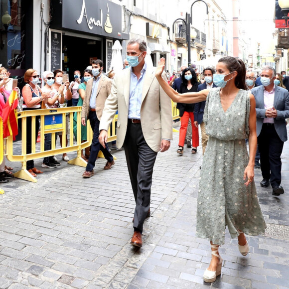Le roi Felipe VI et la reine Letizia d'Espagne en visite à Las Palmas (Grande Canarie) pendant l'épidémie de coronavirus (Covid-19), le 23 juin 2020.