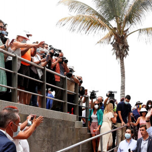Le roi Felipe VI et la reine Letizia d'Espagne en visite à Las Palmas (Grande Canarie) pendant l'épidémie de coronavirus (Covid-19), le 23 juin 2020.