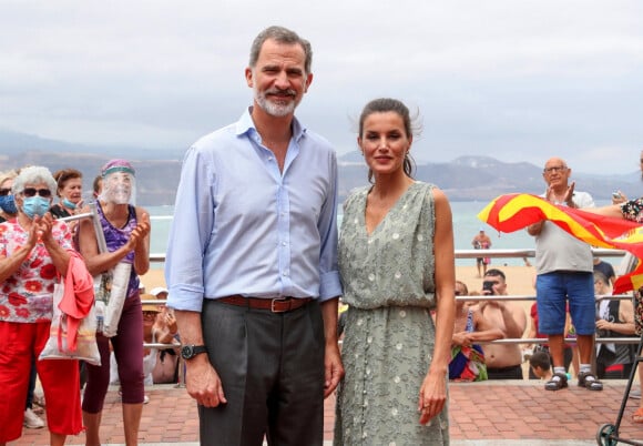 Le roi Felipe VI et la reine Letizia d'Espagne en visite à Las Palmas (Grande Canarie) pendant l'épidémie de coronavirus (Covid-19), le 23 juin 2020.