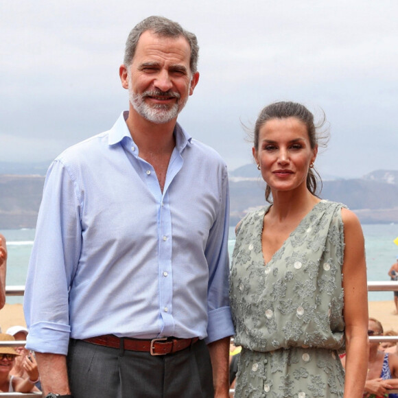 Le roi Felipe VI et la reine Letizia d'Espagne en visite à Las Palmas (Grande Canarie) pendant l'épidémie de coronavirus (Covid-19), le 23 juin 2020.