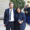 La maire de Paris Anne Hidalgo et son mari Jean-Marc Germain - Dîner d'état en l'honneur du couple royal d'Espagne offert par le président de la république au palais de l'Elysée à Paris. Le 2 juin 2015