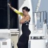 Cristiano Ronaldo et sa compagne Georgina Rodriguez profitent d'une journée sur un yacht avec des amis lors de leurs vacances à Portofino, le 28 juin 2020.