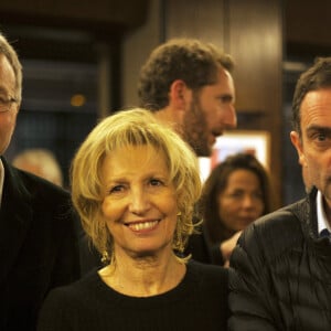 Laurent Ruquier, Catherine Barma et Yann Moix - Remise du Prix Philippe Caloni 2015 à la Scam (Société Civile des Auteurs Multimedias) à Paris le 24 novembre 2015. © Veeren / Bestimage