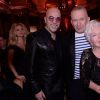 Pascal Obispo, sa femme Julie Hantson, Jean-Paul Gaultier et Line Renaud lors de la soirée de gala de la 18ème édition du "Dîner de la mode du Sidaction" au Pavillon Cambon Capucines - Potel et Chabot à Paris, France, le 23 janvier 2020. © Rachid Bellak/Bestimage