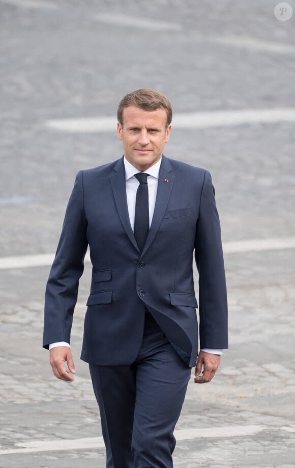 Le président Emmanuel Macron lors de la cérémonie du 14 juillet à Paris le 14 juillet 2020. © Jacques Witt / Pool / Bestimage