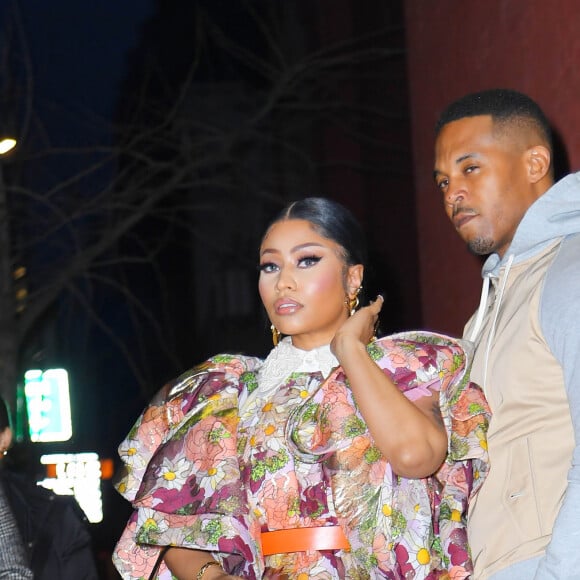 Nicki Minaj et son mari Kenny Petty font un passage au défilé Marc Jacobs lors de la fashion week à New York le 12 février 2020.