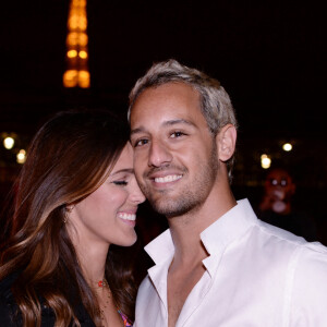 Iris Mittenaere (Miss France et Miss Univers 2016) et son compagnon Diego El Glaoui à l'anniversaire de Maëva Coucke sur la péniche "Pastel" avec ses amis à Paris le 27 juin 2020. © Rachid Bellak/Bestimage